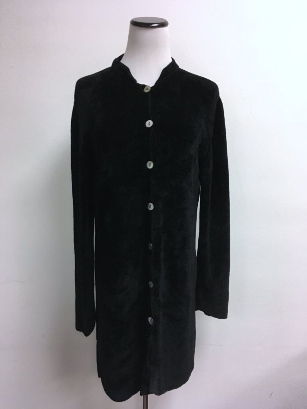 HARARI BLACK velour velvet CARDIGAN Sweater coat one size s m l vintage OS